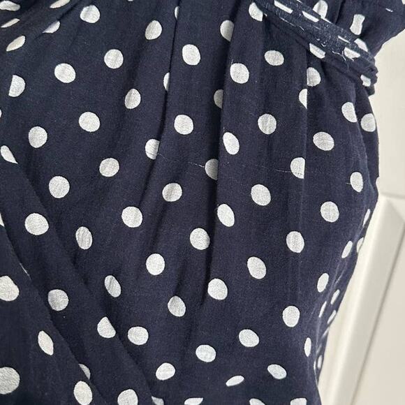J. Crew Women's‎ Blue Elinor Dress Polka Dot Dress Cotton Linen Blend 12 - Picture 9 of 10